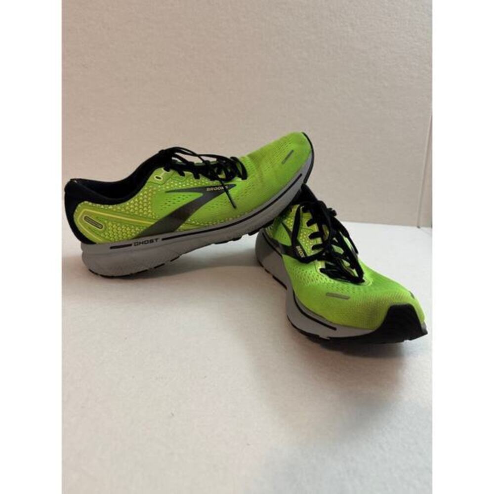 Brooks Ghost 14 Mens 11D Green Gecko Blue Black Sneakers Running